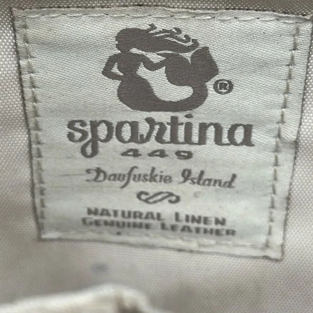 Spartina 449 Chloe Backpack Blue Daufuskie‎ Island Natural Linen Leather Bag